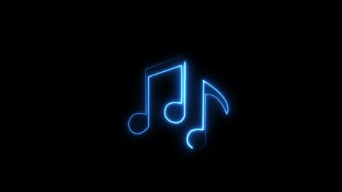 Neon music icon. video player button icon. and music play button concept. Stock Footage 293483778