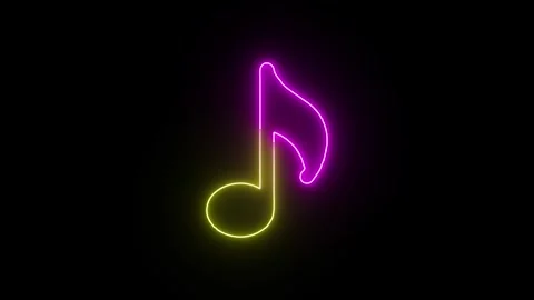 Neon music note symbol glows on black background dynamic animation for ente.. Stock Footage 345548152