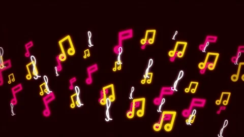 Neon music notes animation stock footage 動画素材 345285866
