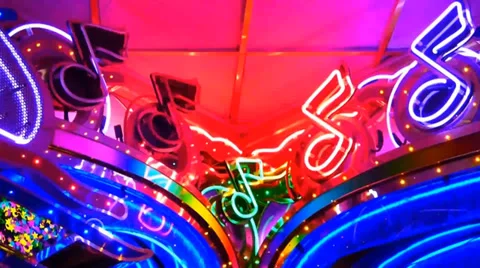 Neon Music Notes Video stock 38490473