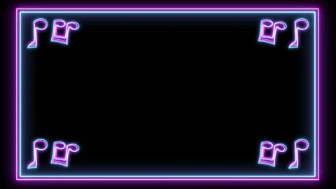 Neon music notes frame Stock Footage 247156104