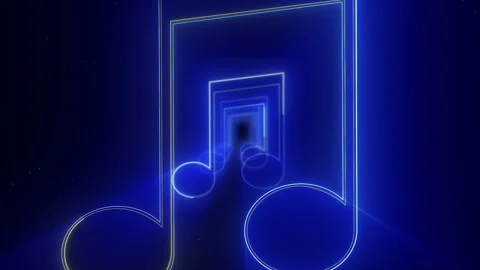 Neon Musical Notes Animation Background, VJ Loop Stock Footage 241268292