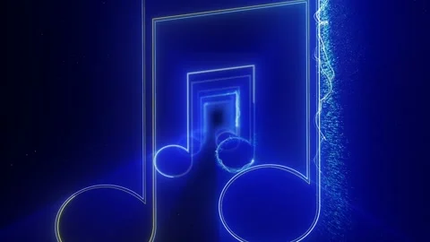 Neon Musical Notes Animation Background, VJ Loop Stock-Footage 251103592