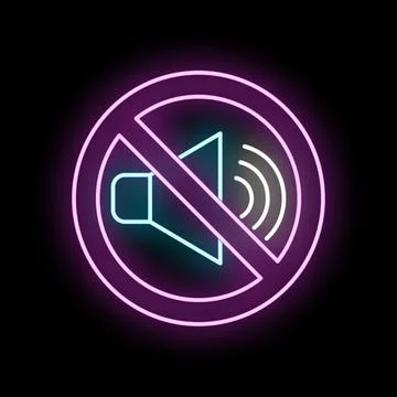 Neon mute icon blocking sound waves イラスト素材