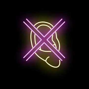 Neon muted ear concept indicating hearing loss Stock Illustration