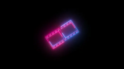 Neon nagetive camera file icon blue pink color animation black background Stock Footage 265399320