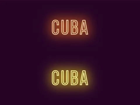Neon name of Cuba Republic. Vector text of Cuba Illustrazione stock