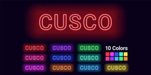 Neon name of Cusco city Stock Illustration