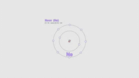 Neon Ne Bohr Atom Model Labeled Animation Video Overlay Alpha 4K Stockbeeldmateriaal 339371550