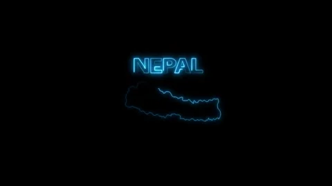 Neon Nepal map, Nepal state map icon 4k animation. Outline map of Nepal. Stock Footage 322088219