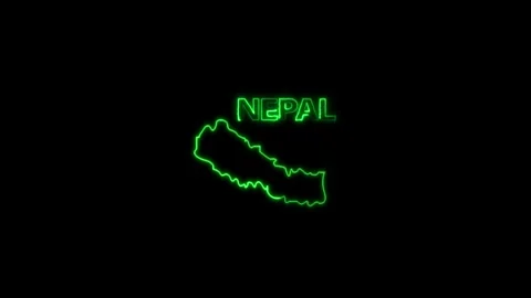 Neon Nepal map, Nepal state map icon 4k animation. Outline map of Nepal. Stock Footage 322088344