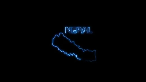 Neon Nepal map, Nepal state map icon 4k animation. Outline map of Nepal. Stock Footage 322088346