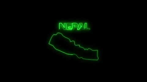 Neon Nepal map, Nepal state map icon 4k animation. Outline map of Nepal. Stock Footage 322090023