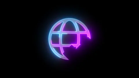 Neon network connected icon cyan purple color glowing animated black backgro Stock Footage 271053852