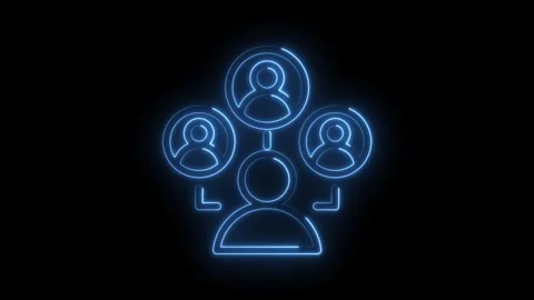 Neon network connection animation with glowing user icons and data visualization Stock Footage 330785667