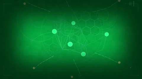 Neon network forming from central node, linking and pulsing to show links on Stock Footage 333972057