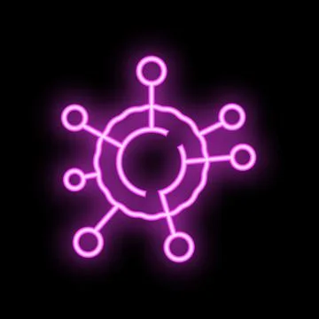 Neon network hub connecting nodes with lines of light Stock Illustration