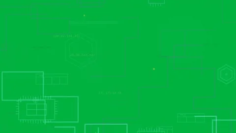 Neon network HUD expanding on transparent, scanline moving, data flowing, arrow Stock Footage 333972270