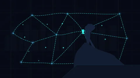 Neon network human figure connecting digital data motion graphic loop Stock Footage 346550174
