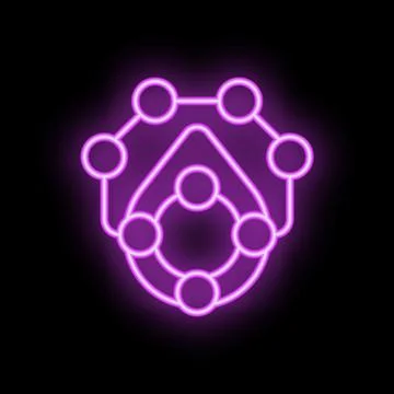 Neon network icon representing global business connections and data flow Stock Illustration