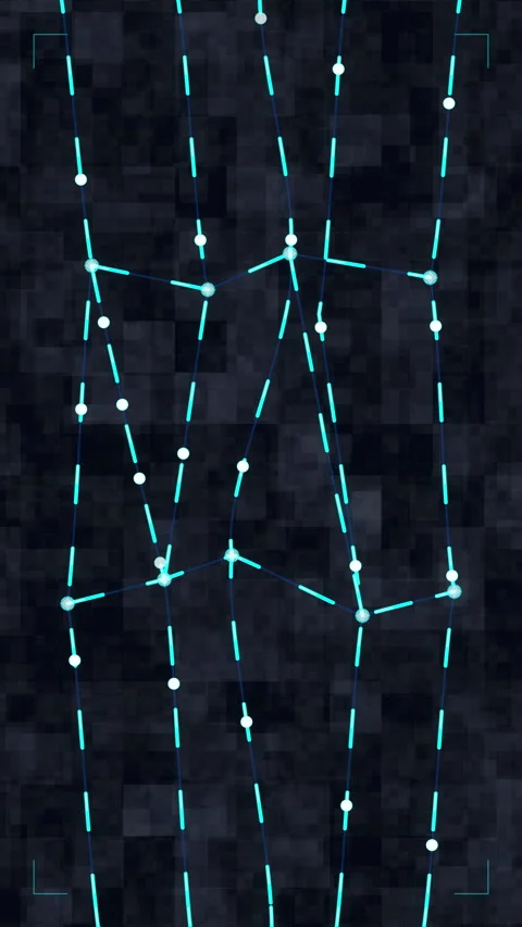 Neon network loop wireframe animation node node connection data grid Stock Footage 346634487
