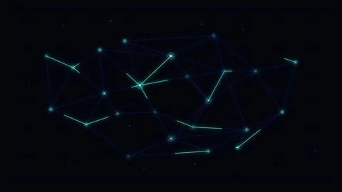 Neon network nodes glowing animation with connected digital data lines Stock Footage 346541575