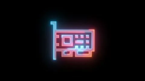 Neon network physical icon brown cyan color glowing animation black backgrou Stock Footage 270784066