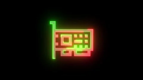Neon network physical icon green red color glowing animation black backgroun Stock Footage 270784100