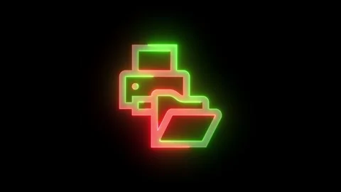 Neon network sharing icon green red color glowing animation black background Stock Footage 270784133
