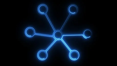 Neon Network, Social networking and connection technology icon animated video Stock Footage 307387337