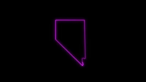 Neon Nevada map, Nevada state map icon 4k animation. Stock Footage 321532034