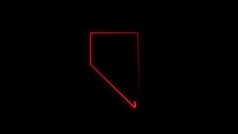 Neon Nevada map, Nevada state map icon 4k animation. Video stock 321532096