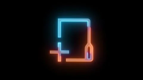 Neon new folder icon brown cyan color glowing animation black background Stock Footage 267967186