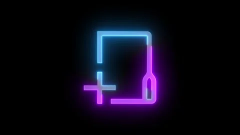 Neon new folder icon cyan purple color glowing animation black background Stock Footage 267967180