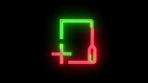 Neon new folder icon green red color glowing animation black background Stock Footage 267967181