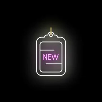 Neon new label glowing on dark background Stock Illustration