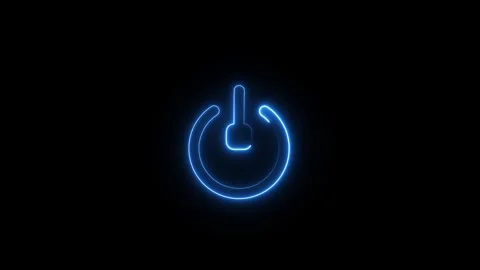 Neon New Power button turning on and off ,Power icon animated video Stock Footage 294206900