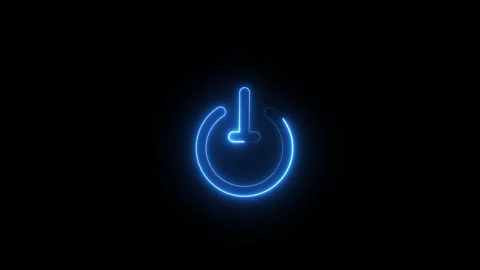 Neon New Power button turning on and off ,looping animation. Power icon animated Stock Footage 294206911