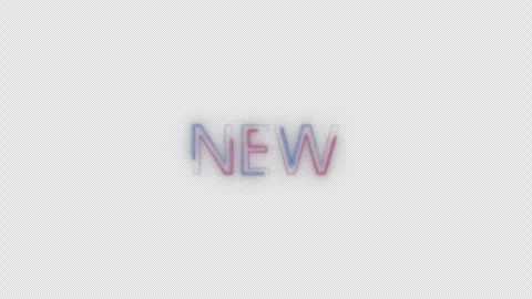 Neon "New" sign with flicker on a transparent background. Stock Footage 257544768