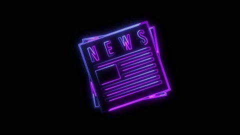 NEON NEWSPAPER ICON Stock Footage 231305414