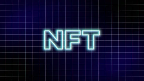 Neon NFT Inscription on Grid Background. 4K Vídeos de archivo 196229329