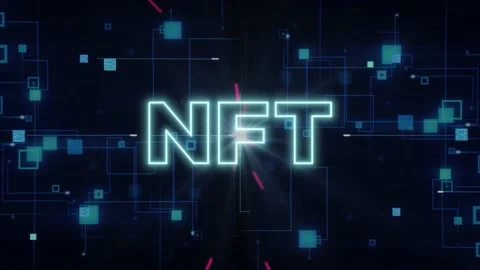 Neon NFT Inscription. QR Code Digital Data Connection. Stock Footage 196229219