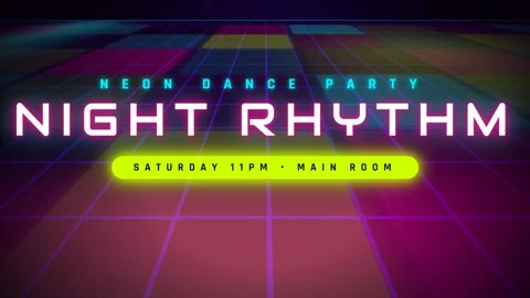 Neon Night Rhythm Synthwave Background for Electronic Music Video Graphics Stock Footage 336889587