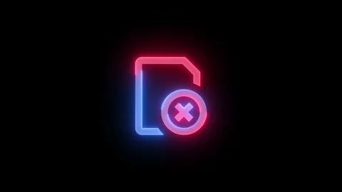 Neon no sim card icon blue red color glowing animated black background Stock Footage 273691974