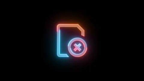 Neon no sim card icon brown cyan color glowing animated black background Stock Footage 273691978