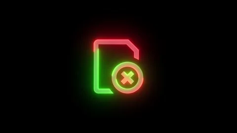 Neon no sim card icon green red color glowing animated black background Stock Footage 273691979