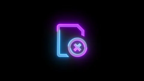 Neon no sim card icon cyan purple color glowing animated black background Stock Footage 273691985