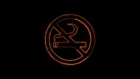 Neon no smoking icon with glowing lights icon animated video Stock Footage 308241609