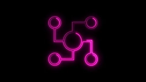 Neon node network connection structure animation on black background techno.. Video stock 314541154