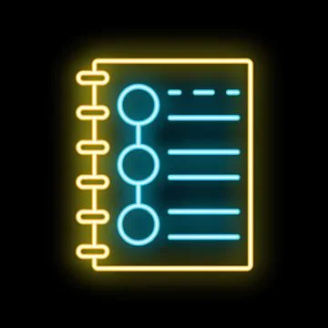 Neon notebook with checklist and empty lines for notes taking Stock Illustration